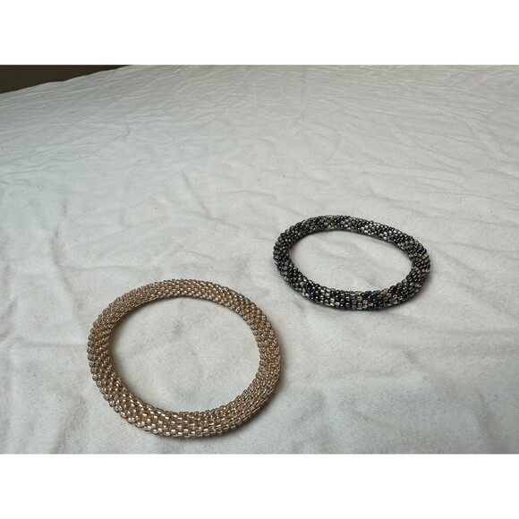Genuine Cultured Pearl  Crochet Bangle Bracelets Lot Of 2 NWOT - Picture 1 of 6